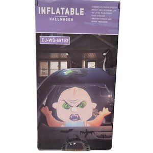 Sitting Mean Zombie Child Baby For Car LED Halloween Airblown Inflatable Decor
